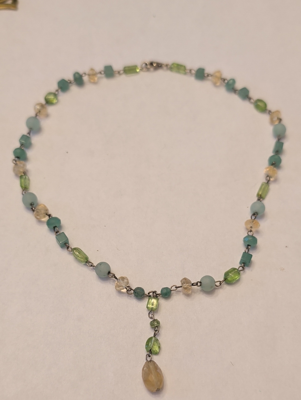 Sterling Silver Semiprecious Stone Beads Chocker Necklace
